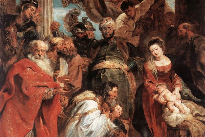 Peter Paul Rubens, The adoration of the magi, 1624, KMSKA, oil on panel, 447 cm x 336 cm - public domain